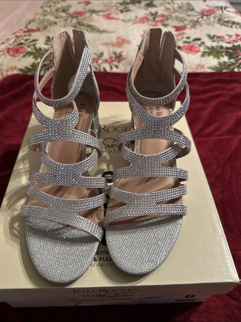 Kim Rogers Sparkle Multi-Strap Dress Heels in Silver